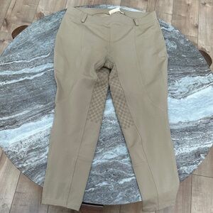 DUBLIN Elite Gel Full Seat Breeches Equestrian Beige/Tan Pull On Pants Sz 16/34
